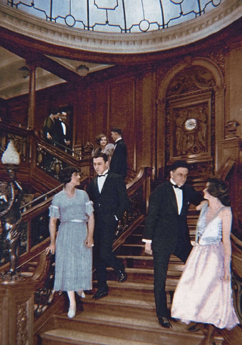 The Grand Staircase aboard the Olympic ocean liner – 1920’s promotional photo 